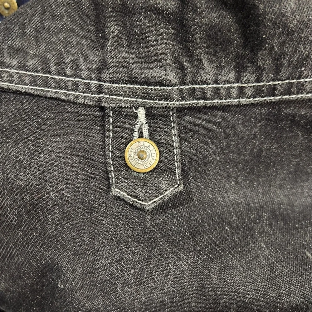 Vintage Platinum FUBU Mens Black Acid Splash Denim Jacket‎ Size L